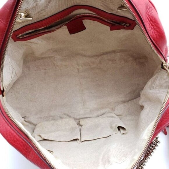 GUCCI Soho Red Leather Shoulder Bag 583-070724 - Picture 11 of 14